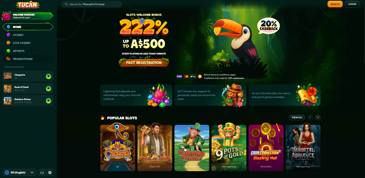 Tucán Casino homepage screenshot
